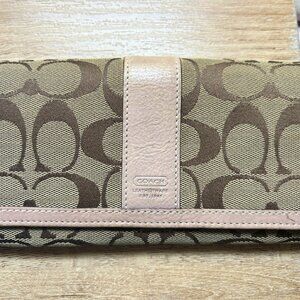 Vintage Coach Signature logo monogram leather/canvas wallet